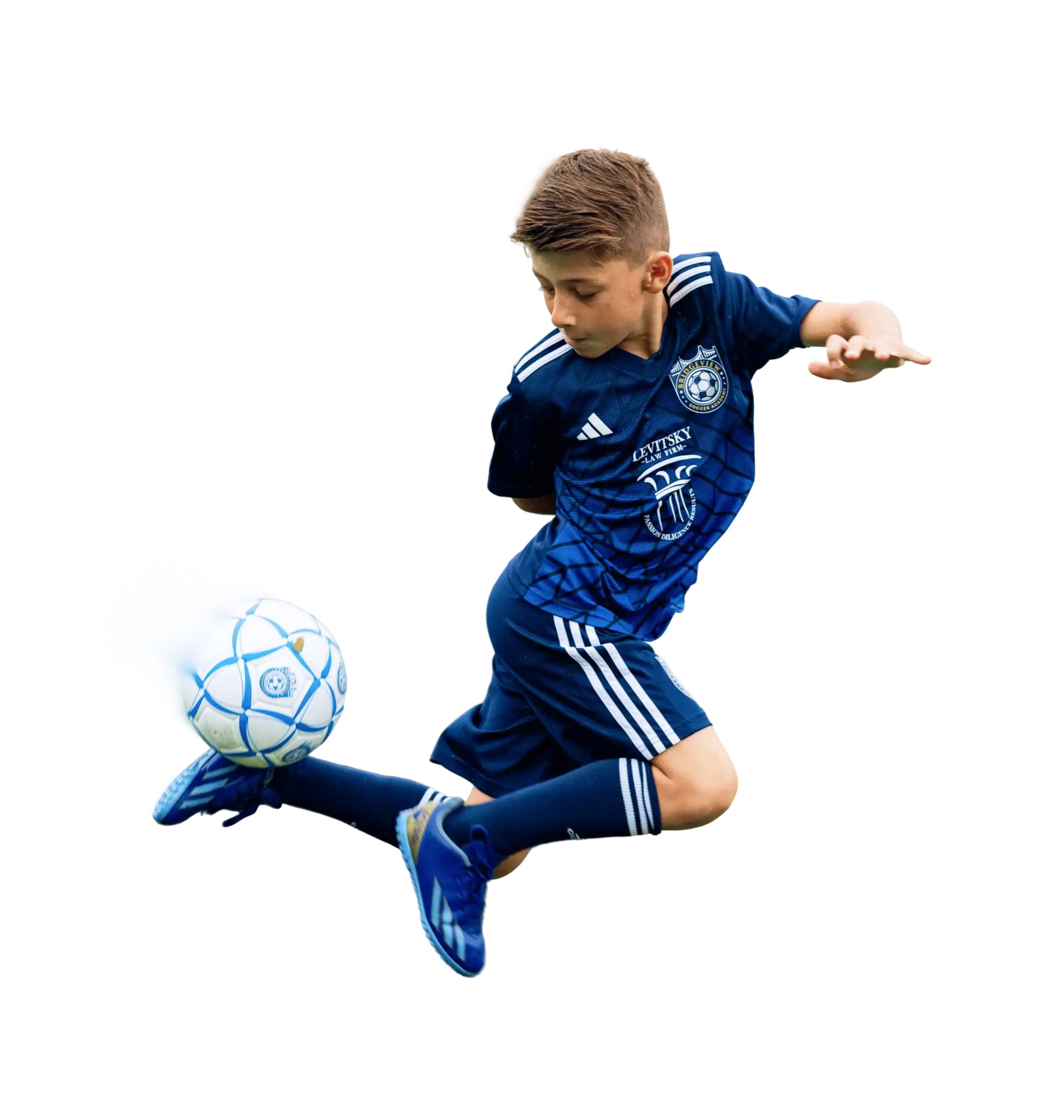 Happy young soccer player at Bridgeview